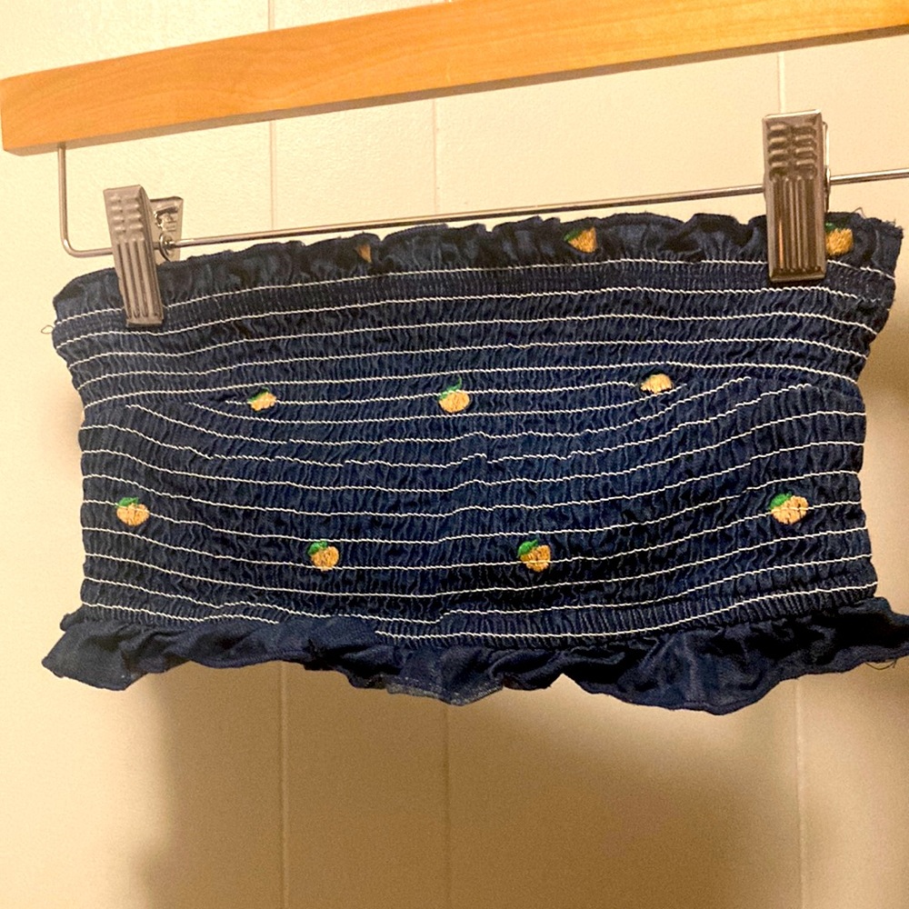 Navy Smocked Tube Top